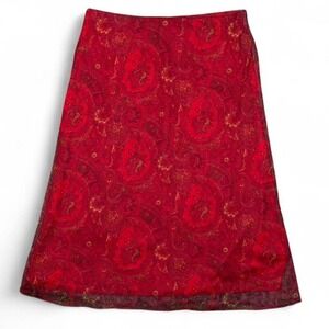Vintage Y2K Forever 21 Red Paisley Mesh Midi Skirt